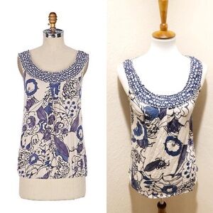 {Anthro} Weston Wear Sapphire Meadow Top